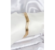 316L Çelik Gold Renk 65 mm Ajda Zikzak Model 3lü Kadın Bileklik - TJ-BB8075