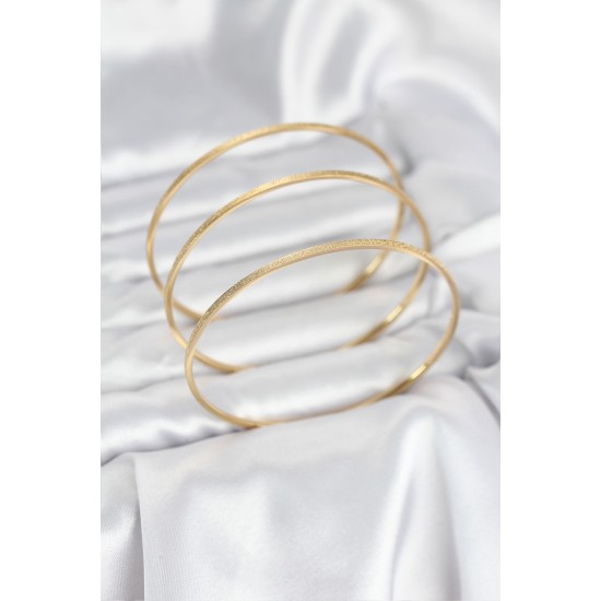 316L Çelik Gold Renk Simli Model Ajda 65 mm Kadın Bileklik - TJ-BB8076