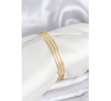 316L Çelik Gold Renk Simli Model Ajda 65 mm Kadın Bileklik - TJ-BB8076