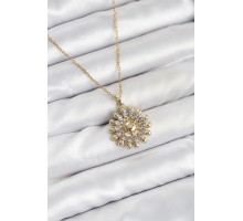 316L Çelik Zincir Gold Renk Güneş Model Kadın Kolye - TJ-BKO10605