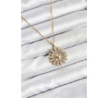 316L Çelik Zincir Gold Renk Güneş Model Kadın Kolye - TJ-BKO10605
