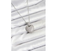 316L Çelik Zincir Gümüş Renk Zirkon Taşlı Kalpli Kadın Kolye - TJ-BKO10606