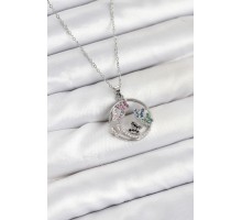 316L Çelik Zincir Gümüş Renk Zirkon Taşlı Kelebekli Kadın Kolye - TJ-BKO10608