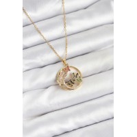 316L Çelik Zincir Gold Renk Zirkon Taşlı Kelebekli Kadın Kolye TJ-BKO10609