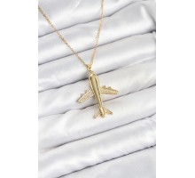 316L Çelik Zincir Gold Renk Uçak Model Kadın Kolye - TJ-BKO10615