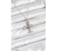 316L Çelik Zincir Gümüş Renk Uçak Model Kadın Kolye - TJ-BKO10616