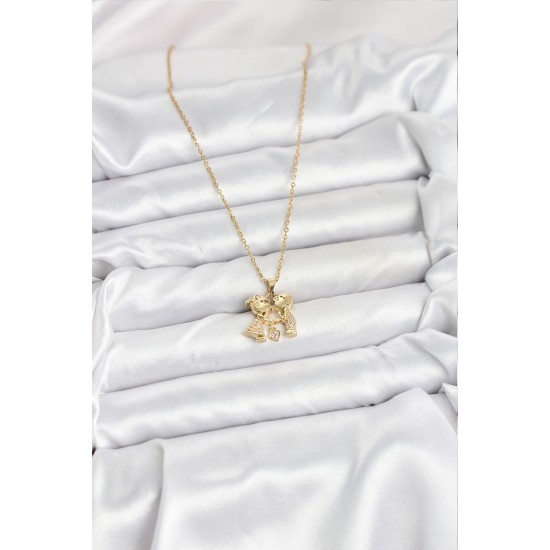 316L Çelik Zincir Gold Renk Erkek Kız Model Kadın Kolye - TJ-BKO10617