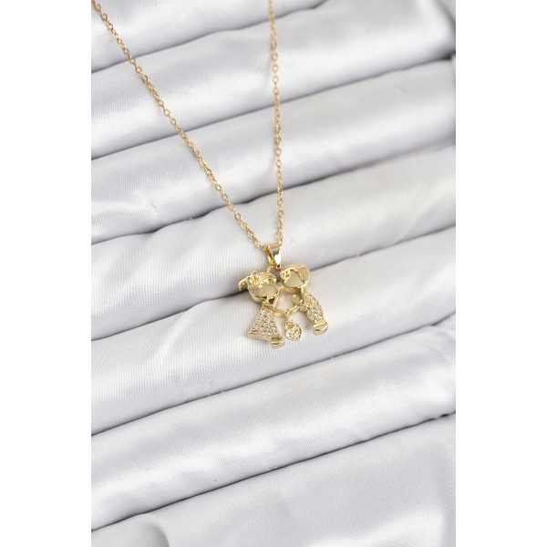 316L Çelik Zincir Gold Renk Erkek Kız Model Kadın Kolye - TJ-BKO10617