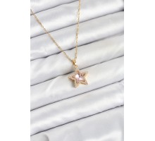 316L Çelik Zincir Pembe Taşlı Yıldız Model Kadın Kolye - TJ-BKO10619