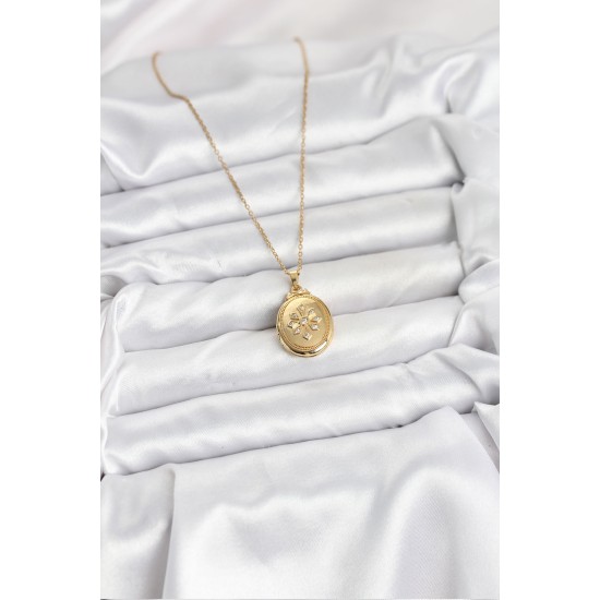 316L Çelik Zincir Gold Renk Kapaklı Açılabilir Model Kadın Kolye - TJ-BKO10626