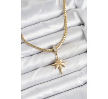 316L Çelik Zincir Gold Renk Kutup Yıldızı Model Kadın Kolye - TJ-BKO10627