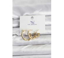 Gold Renk Zirkon Taşlı Kadın Küpe - TJ-BKP11342