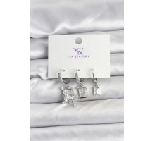 Gümüş Renk Zirkon Taşlı Kadın Küpe - TJ-BKP11343