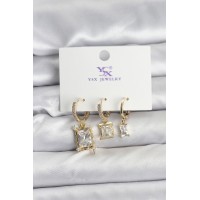 Gold Renk Zirkon Taşlı Kadın Küpe TJ-BKP11344