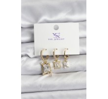 Gold Renk Zirkon Taşlı Kadın Küpe - TJ-BKP11344