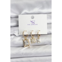 Gold Renk Zirkon Taşlı Kadın Küpe TJ-BKP11344
