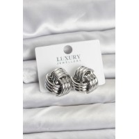 Pirinç Sarmal Gümüş Renk Kadın Küpe TJ-BKP11347