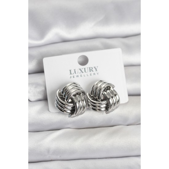 Pirinç Sarmal Gümüş Renk Kadın Küpe - TJ-BKP11347