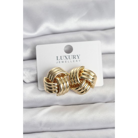 Pirinç Sarmal Gold Renk Kadın Küpe - TJ-BKP11348