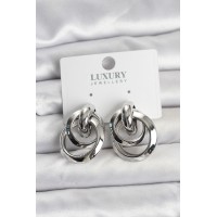 Gümüş Renk Halka Model Pirinç Kadın Küpe TJ-BKP11349