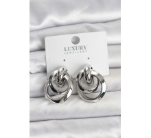 Gümüş Renk Halka Model Pirinç Kadın Küpe - TJ-BKP11349