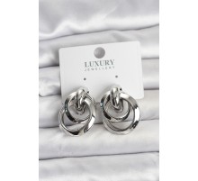 Gümüş Renk Halka Model Pirinç Kadın Küpe - TJ-BKP11349