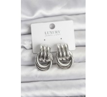 Gümüş Renk Halka Modelli Pirinç Kadın Küpe - TJ-BKP11351