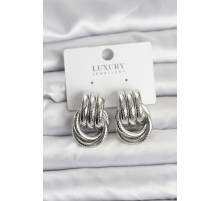 Gümüş Renk Halka Modelli Pirinç Kadın Küpe - TJ-BKP11351