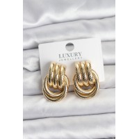 Gold Renk Halka Modelli Pirinç Kadın Küpe - TJ-BKP11352
