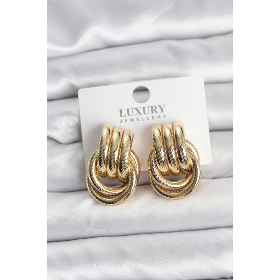 Gold Renk Halka Modelli Pirinç Kadın Küpe - TJ-BKP11352