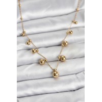 316L Çelik Zincir Gold Renk Topçuklu Kolye TJ-BKO10632