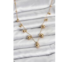 316L Çelik Zincir Gold Renk Topçuklu Kolye - TJ-BKO10632