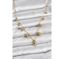 316L Çelik Zincir Gold Renk Topçuklu Kolye - TJ-BKO10632
