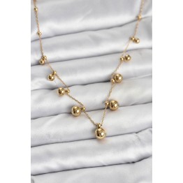 316L Çelik Zincir Gold Renk Topçuklu Kolye TJ-BKO10632