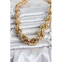 Pirinç Gold Renk Sarmal Halat Model Kadın Kolye TJ-BKO10634