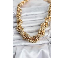 Pirinç Gold Renk Sarmal Halat Model Kadın Kolye - TJ-BKO10634