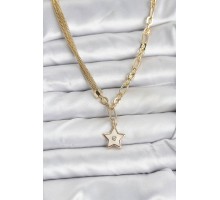 Gold Renk Pirinç Yıldız Model Kadın Kolye - TJ-BKO10639