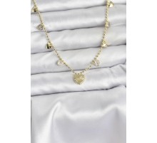 Pirinç Gold Renk Kalp Model Kadın Kolye - TJ-BKO10643