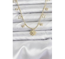 Pirinç Gold Renk Güneş Model Kadın Kolye - TJ-BKO10645