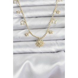 Pirinç Gold Renk Güneş Model Kadın Kolye TJ-BKO10645