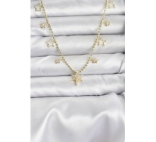 Pirinç Gold Renk Zirkon Taşlı Kutup Yıldızı Model Kadın Kolye - TJ-BKO10649