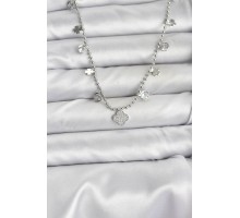 Pirinç Gümüş Renk Yonca Model Kadın Kolye - TJ-BKO10651