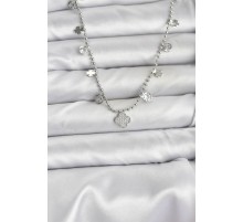 Pirinç Gümüş Renk Yonca Model Kadın Kolye - TJ-BKO10651