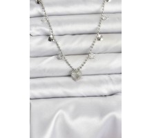 Pirinç Gümüş Renk Kalp Model Kadın Kolye - TJ-BKO10653