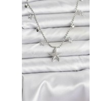 Pirinç Gümüş Renk Zirkon Taşlı Deniz Yıldızı Model Kadın Kolye - TJ-BKO10654