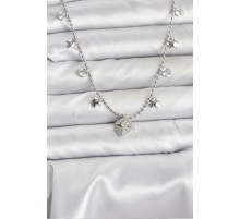 Pirinç Gümüş Renk Zirkon Taşlı Kutup Yıldızı Model Kadın Kolye - TJ-BKO10657