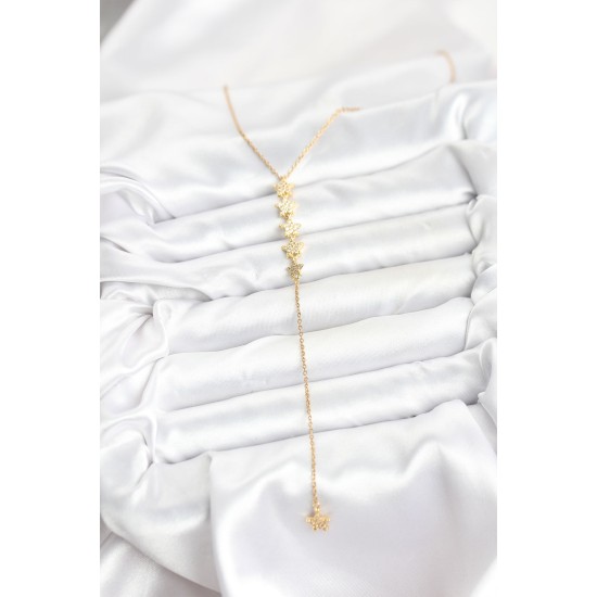 316L Çelik Zincir Gold Renk Yıldız Model Y Kolye - TJ-BKO10660