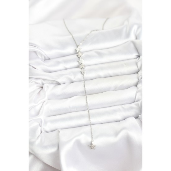 316L Çelik Zincir Gümüş Renk Yıldız Model Y Kolye - TJ-BKO10661