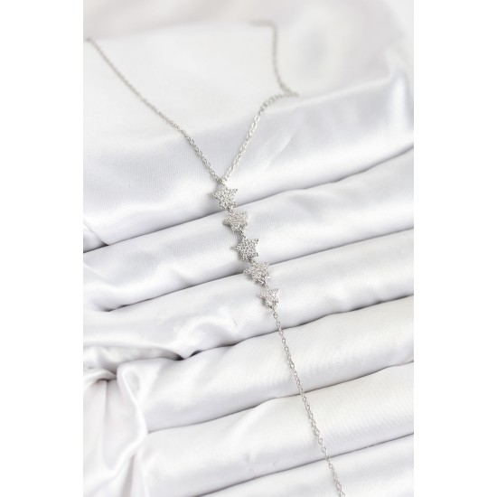 316L Çelik Zincir Gümüş Renk Yıldız Model Y Kolye - TJ-BKO10661