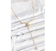 316L Çelik Zincir Gold Renk Yılan Model Y Kolye - TJ-BKO10662